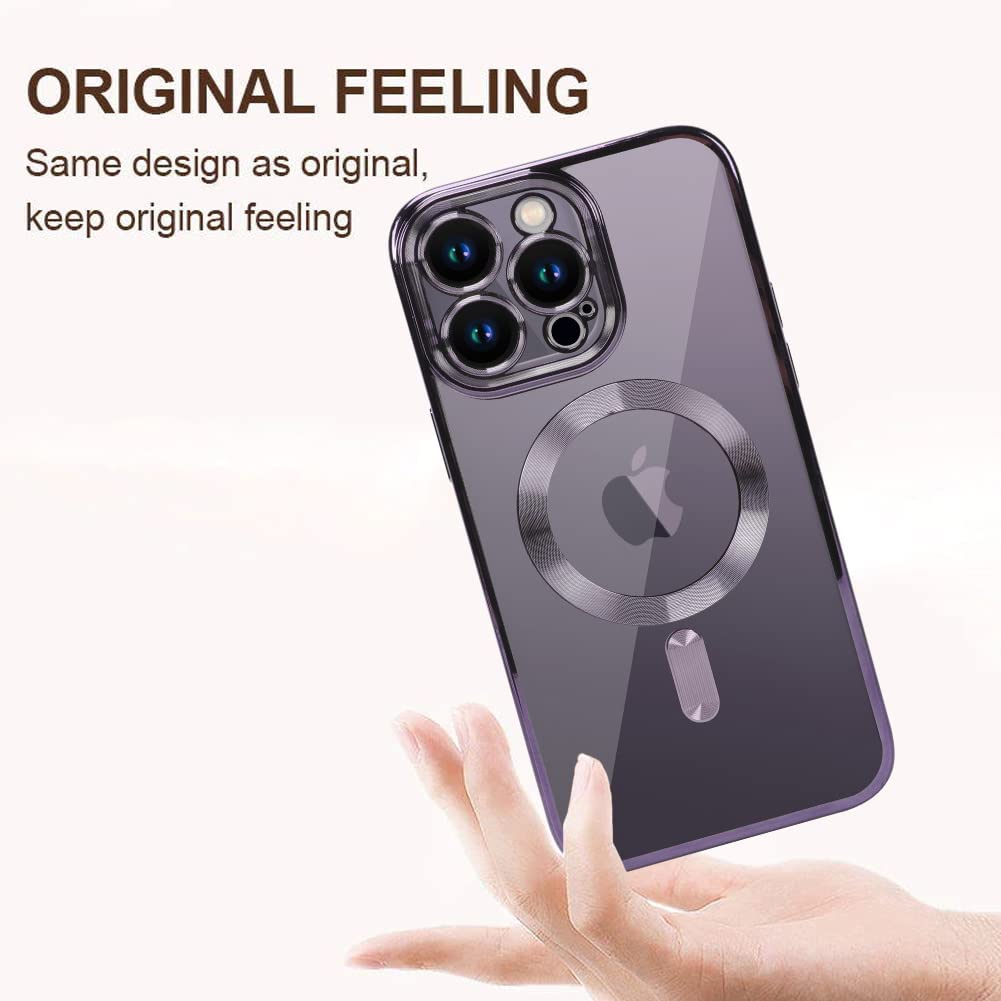 Fashion Plating For Magsafe Case For iPhone 15 14 13 12 11 Pro Max Wireless Charging Magnetic Soft Cover With Camera Lens Protector