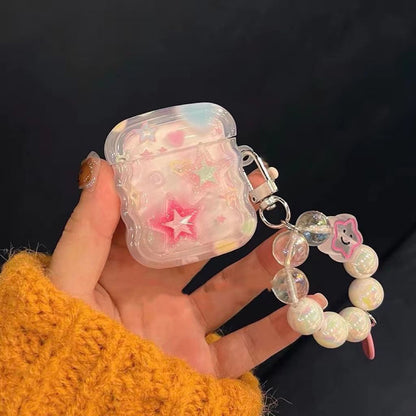 Stars wavy silicone soft shockproof bracelet cute airpods case