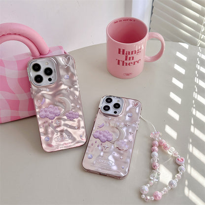 Fancy Cloud Moon Chain 3D Dreamy Phone Case For iPhone 15 14 13 12 11 Pro Max Lens Protection Soft Cover