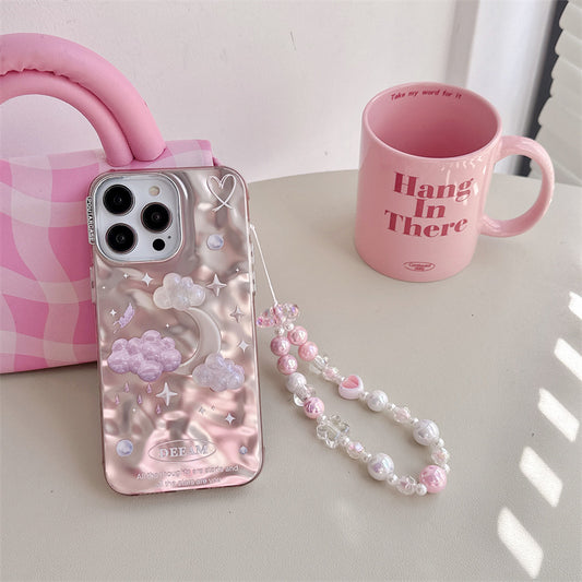 Fancy Cloud Moon Chain 3D Dreamy Phone Case For iPhone 15 14 13 12 11 Pro Max Lens Protection Soft Cover