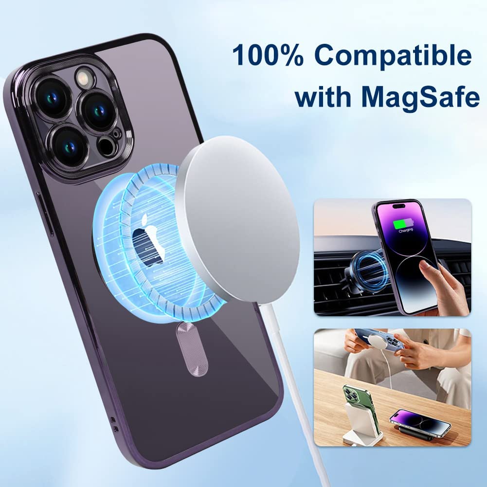 Fashion Plating For Magsafe Case For iPhone 15 14 13 12 11 Pro Max Wireless Charging Magnetic Soft Cover With Camera Lens Protector