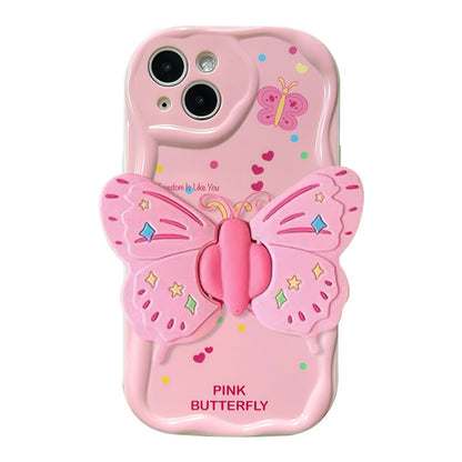 Lovely Cute Butterfly Stand Phone Case For iPhone 14 13 12 11 Pro Max Plus